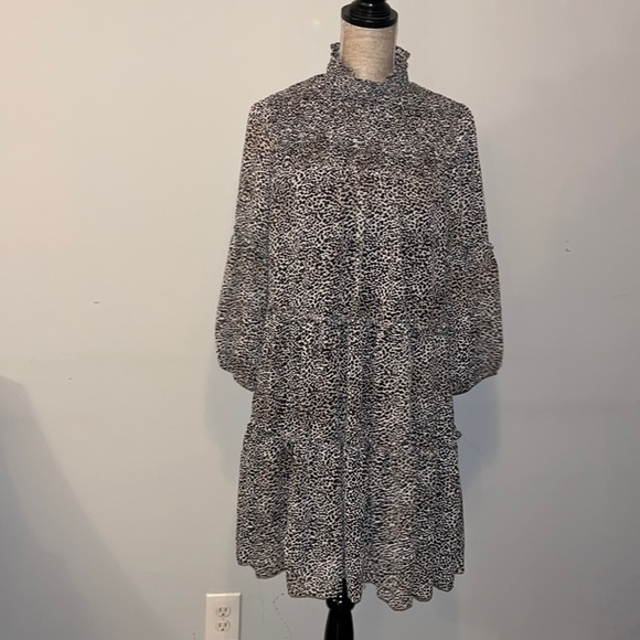Leopard Print Long Sleeve Babydoll Dress size Medium - Picture 4 of 9